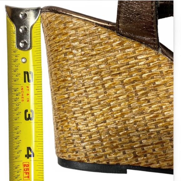 Montego Bay Club Metallic Gold, Bronze & Silver Strappy Wedge Sandals Size 9 - Picture 12 of 16